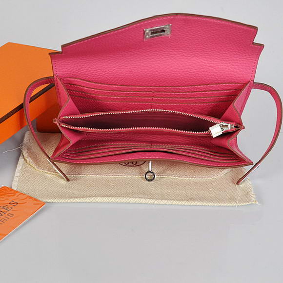 High Quality Hermes Kelly Wallet Togo Leather Bi-Fold Purse A708 Peach Fake